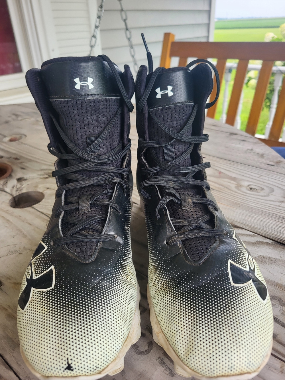 Under Armour Black and Cream Gradient High-Top Cleats